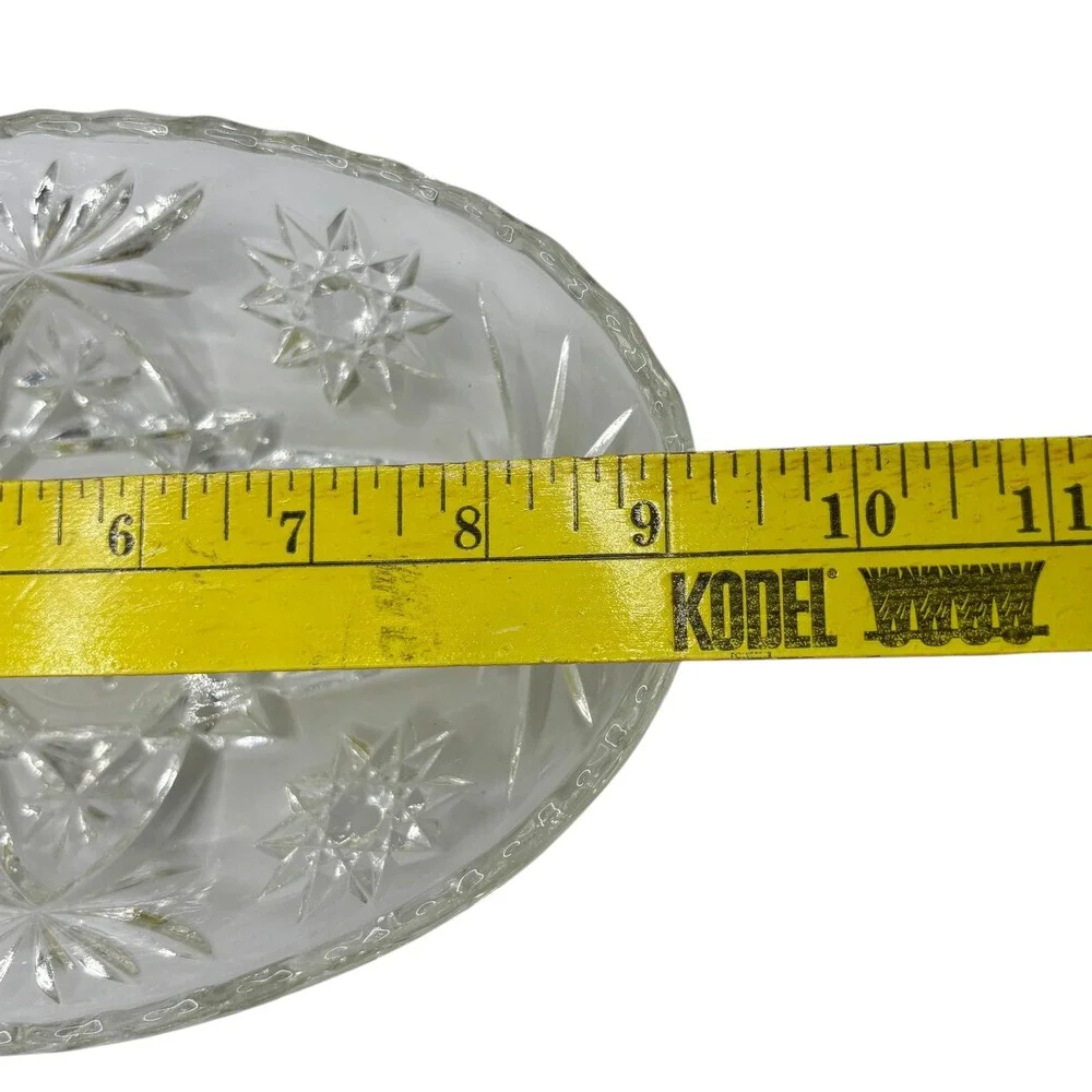 Vintage Clear‎ Cut Crystal Glass Candy Dish Bowl Starburst Pattern 9